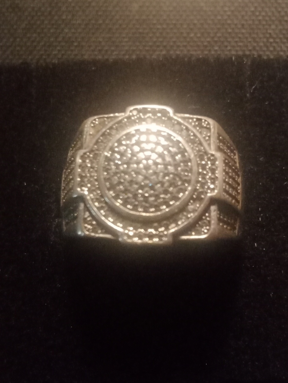 Men's Silver-Diamond  Pave Ring - Bold Statement Band